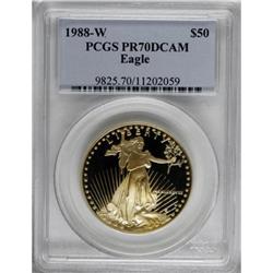 1988-W G$50 One-Ounce Gold Eagle PR70 Deep Cameo