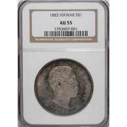 1883 $1 Hawaii Dollar AU55 NGC