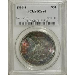 Three beautifully toned MS64 Morgan Dollars.