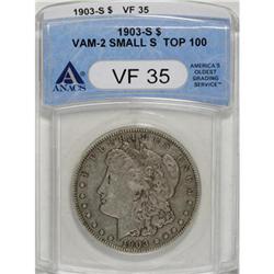 1903-S $1 Small S VF35 ANACS VAM-2. Top 100.