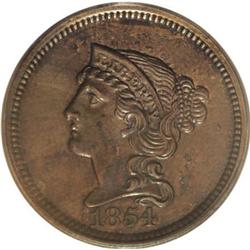 1854 P1C One Cent, Judd-161 Original,