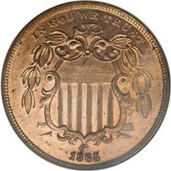 1865 Shield, Rays 5C Judd-417 PR64 Red NGC