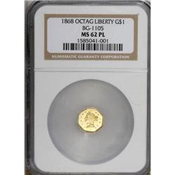 1868 $1 BG-1105 MS62 PL NGC