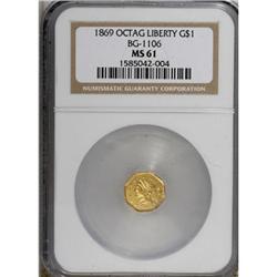 1869 $1 BG-1106, High R.4, MS61 NGC