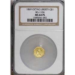 1869 $1 BG-1106 MS64 Prooflike NGC