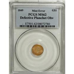 1849 G$1 No L MS62 PCGS