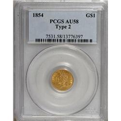 1854 G$1 Type Two AU58 PCGS