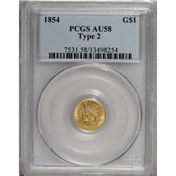 1854 G$1 Type Two AU58 PCGS