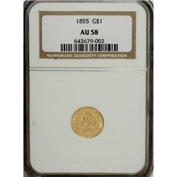 1855 G$1 AU58 NGC