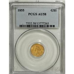 1855 G$1 AU58 PCGS