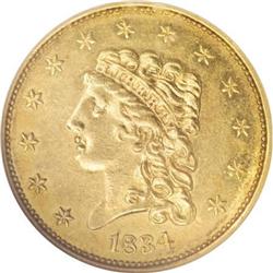 1834 $2 1/2 Classic MS61 NGC