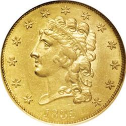 1835 $2 1/2 AU58 NGC