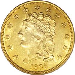 1836 $2 1/2 Script 8 MS62 PCGS