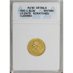 1843-C $2 1/2 Plain 4 AU50 Details ANACS