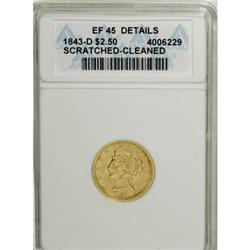 1843-D $2 1/2 Small D XF45 Details ANACS