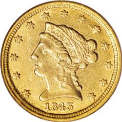 1843-D $2 1/2 Small D AU55 PCGS