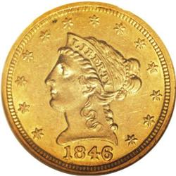 1846 $2 1/2 AU58 NGC