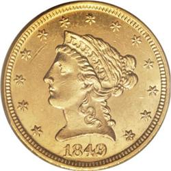 1849 $2 1/2 MS62 PCGS
