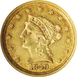 1849-D $2 1/2 AU55 NGC