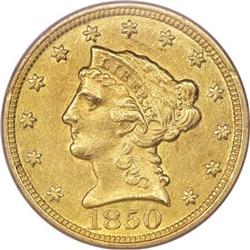 1850-C $2 1/2 AU50 PCGS