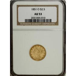 1851-O $2 1/2 AU53 NGC