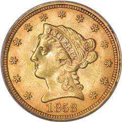 1858 $2 1/2 MS63 PCGS