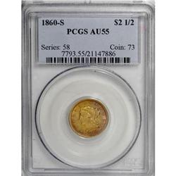 1860-S $2 1/2 AU55 PCGS