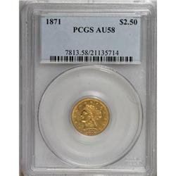 1871 $2 1/2 AU58 PCGS