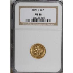 1873-S $2 1/2 AU58 NGC