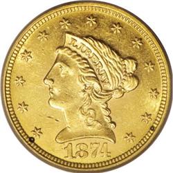 1874 $2 1/2 MS61 PCGS