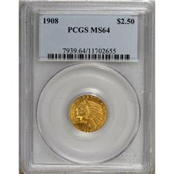 1908 $2 1/2 MS64 PCGS