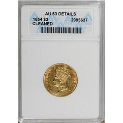 1854 $3 AU53 ANACS