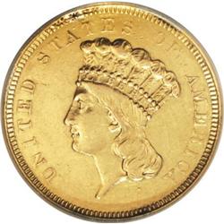 1854-O $3--Mount Removed--NCS. AU Details.