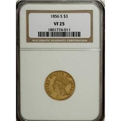 1856-S $3 VF25 NGC