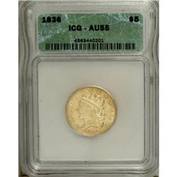 1836 $5 AU55 ICG