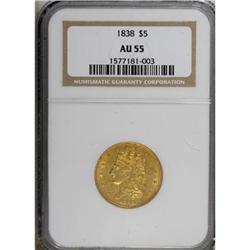 1838 $5 AU55 NGC