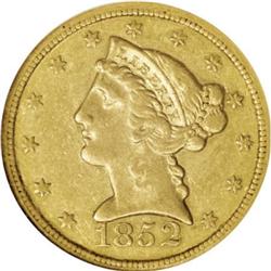 1852-C $5 AU50 NGC