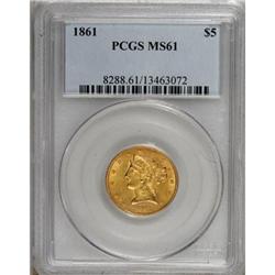 1861 $5 MS61 PCGS