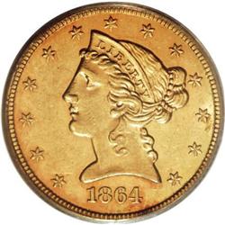 1864 $5 MS61 PCGS