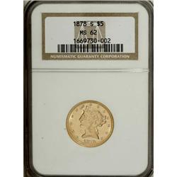 1878-S $5 MS62 NGC