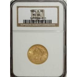 1886-S $5 MS64 NGC