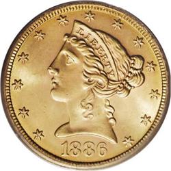 1886-S $5 MS65 PCGS