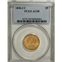 1890-CC $5 AU58 PCGS