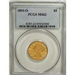 1893-O $5 MS62 PCGS