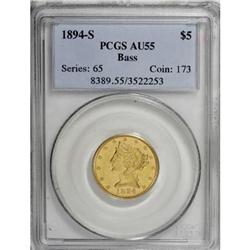 1894-S $5 AU55 PCGS