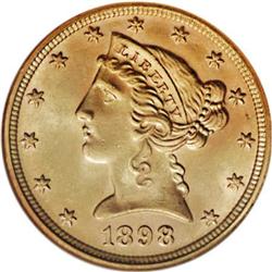 1898 $5 MS65 NGC
