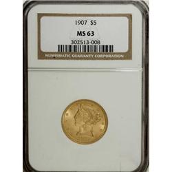 1907 $5 MS63 NGC