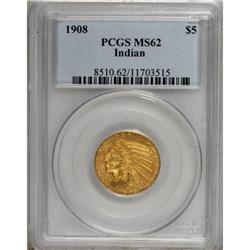 1908 $5 MS62 PCGS