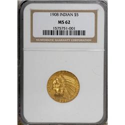 1908 $5 MS62 NGC