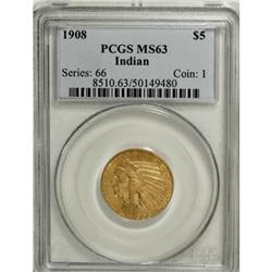 1908 $5 MS63 PCGS